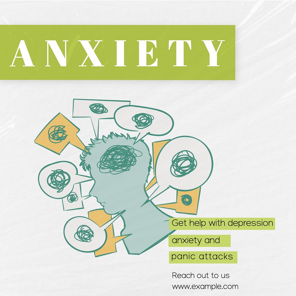 Anxiety Instagram post template, editable text