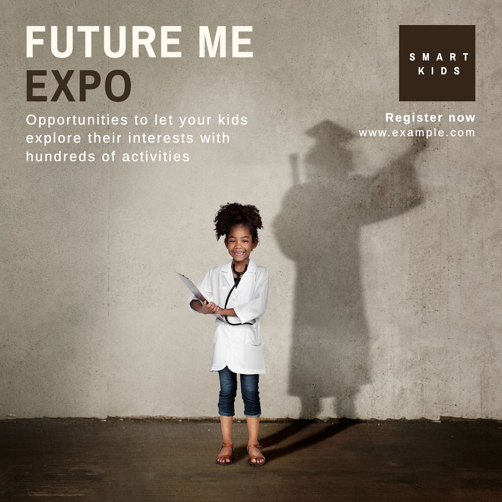 Future me expo Instagram post template, editable text