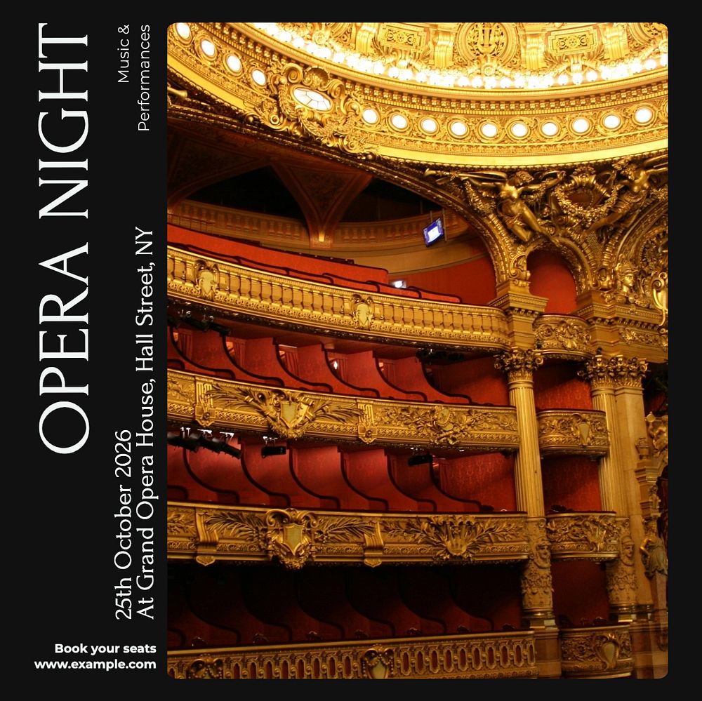 Opera night Instagram post template, editable text