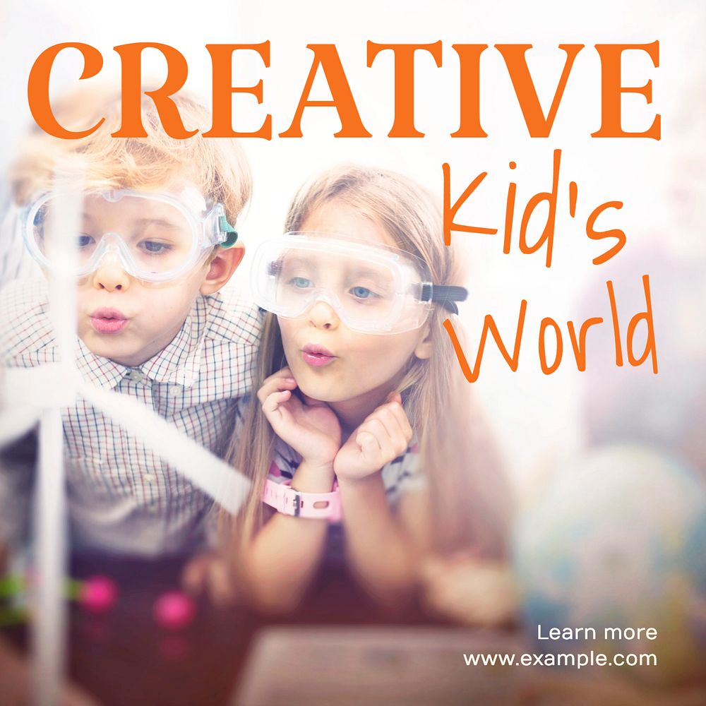 Creative kid Instagram post template, editable text