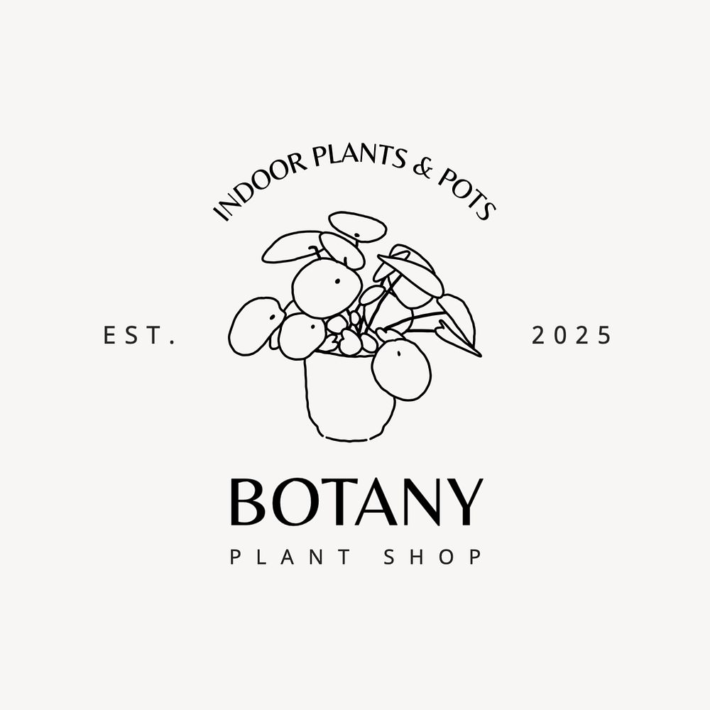 Plant shop logo template, editable text