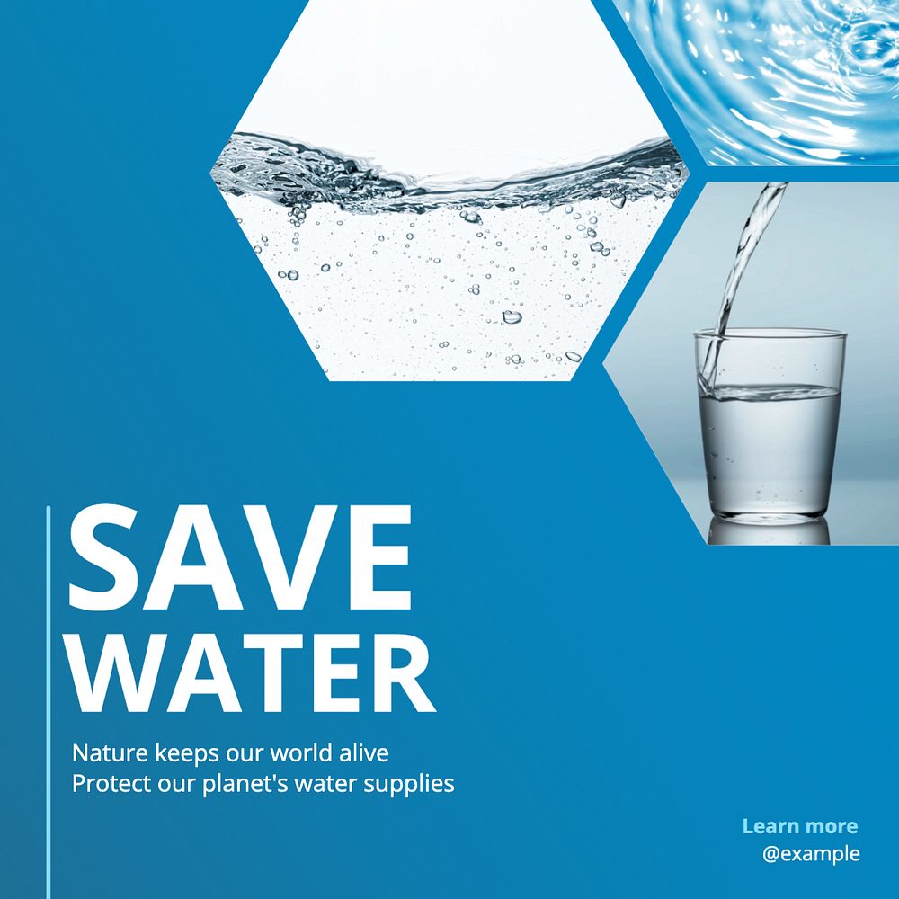 Save water Instagram post template, editable text