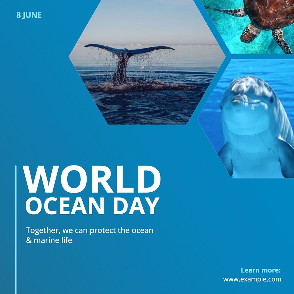 World ocean day Instagram post template, editable text