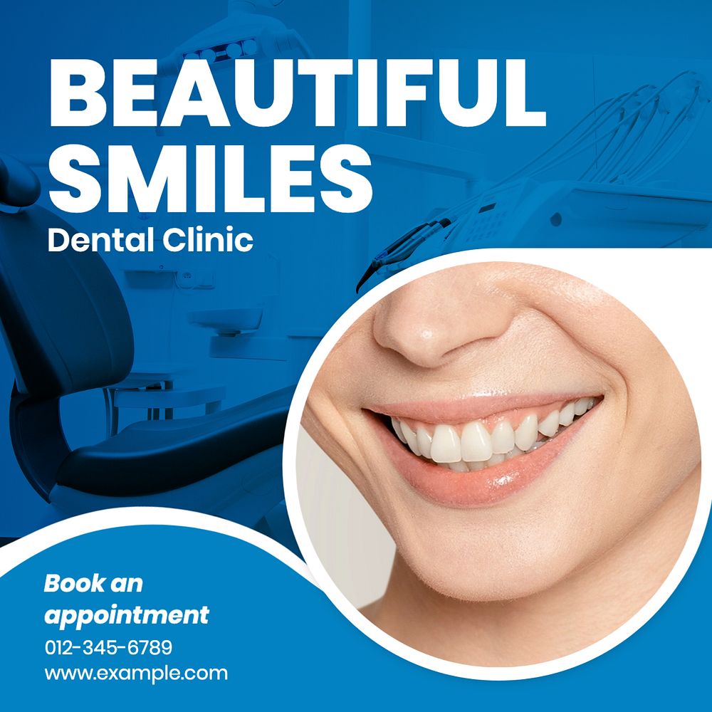 Dental clinic Instagram post template, editable text