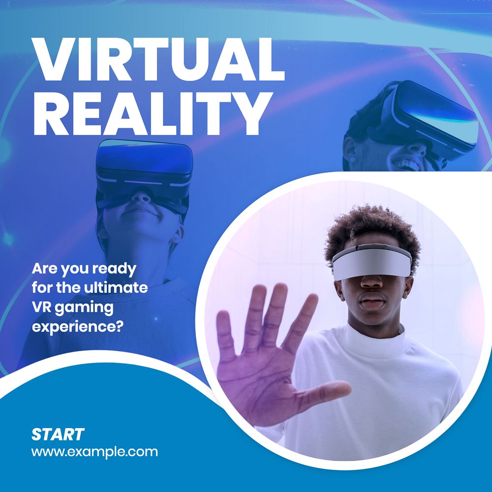 Virtual reality Instagram post template, editable text