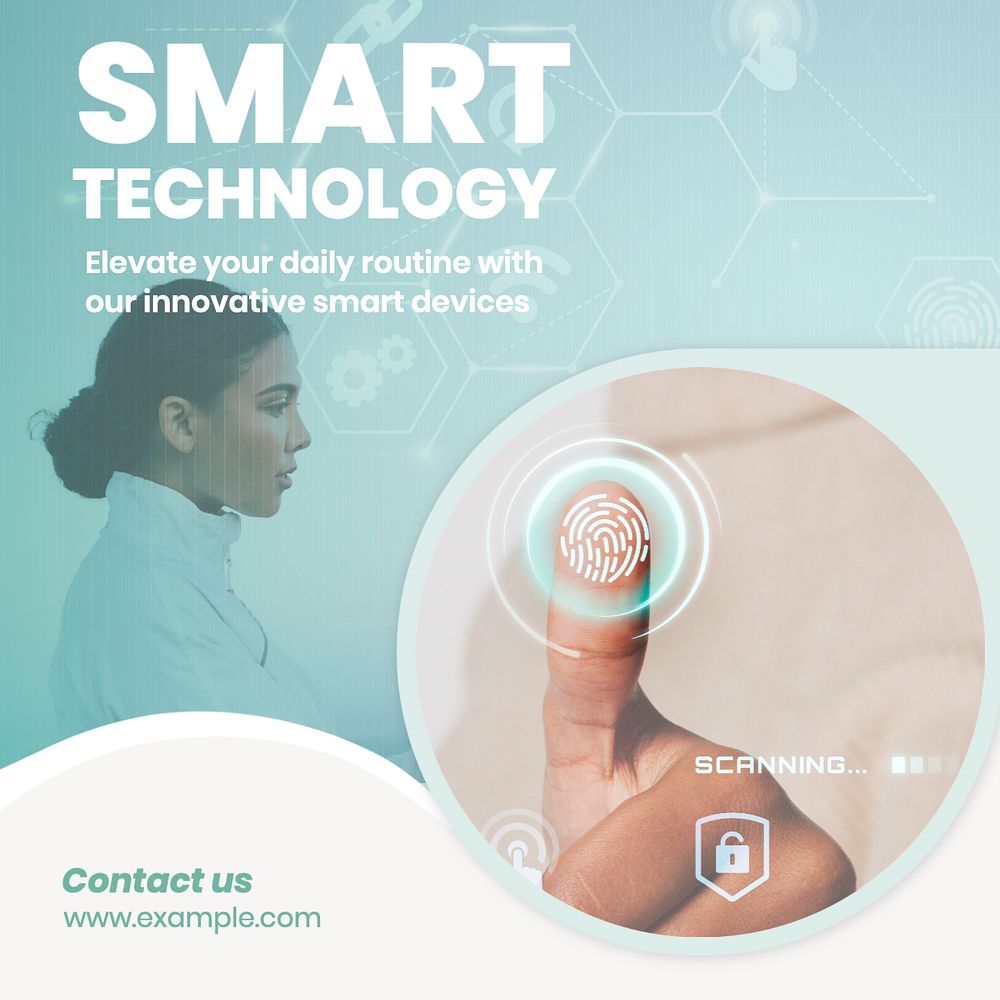 Smart technology Instagram post template, editable text