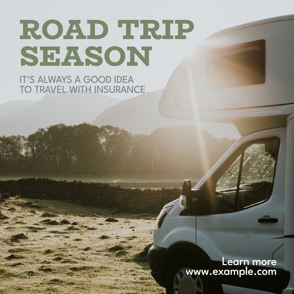 Road trip insurance Instagram post template, editable text