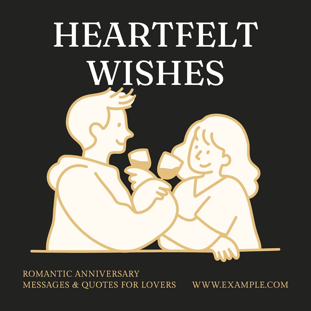 Anniversary wishes Instagram post template, editable text