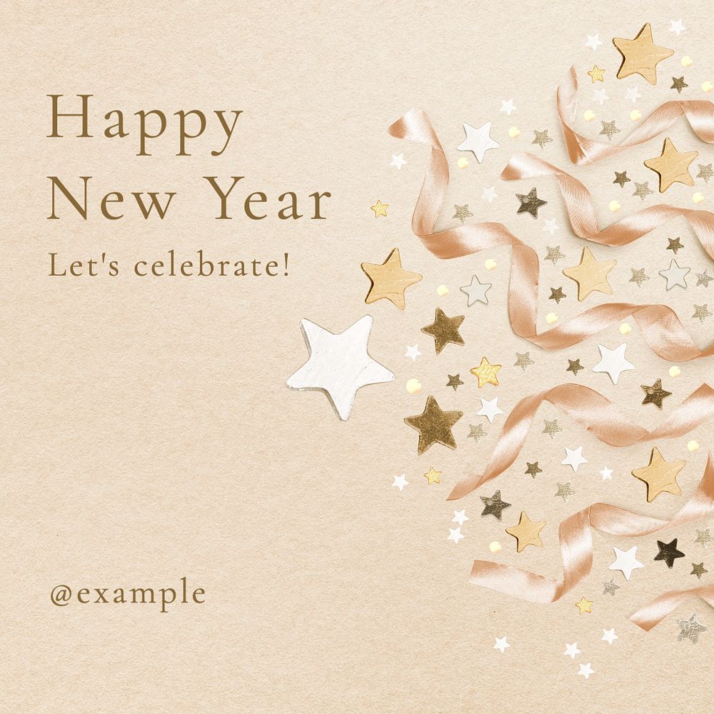 Happy new year Instagram post template, editable text