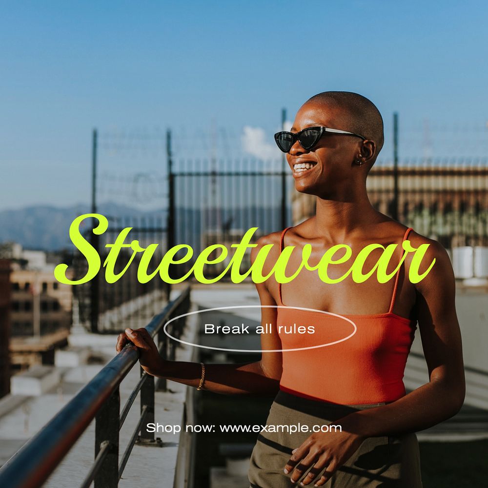 Streetwear fashion Instagram post template, editable text