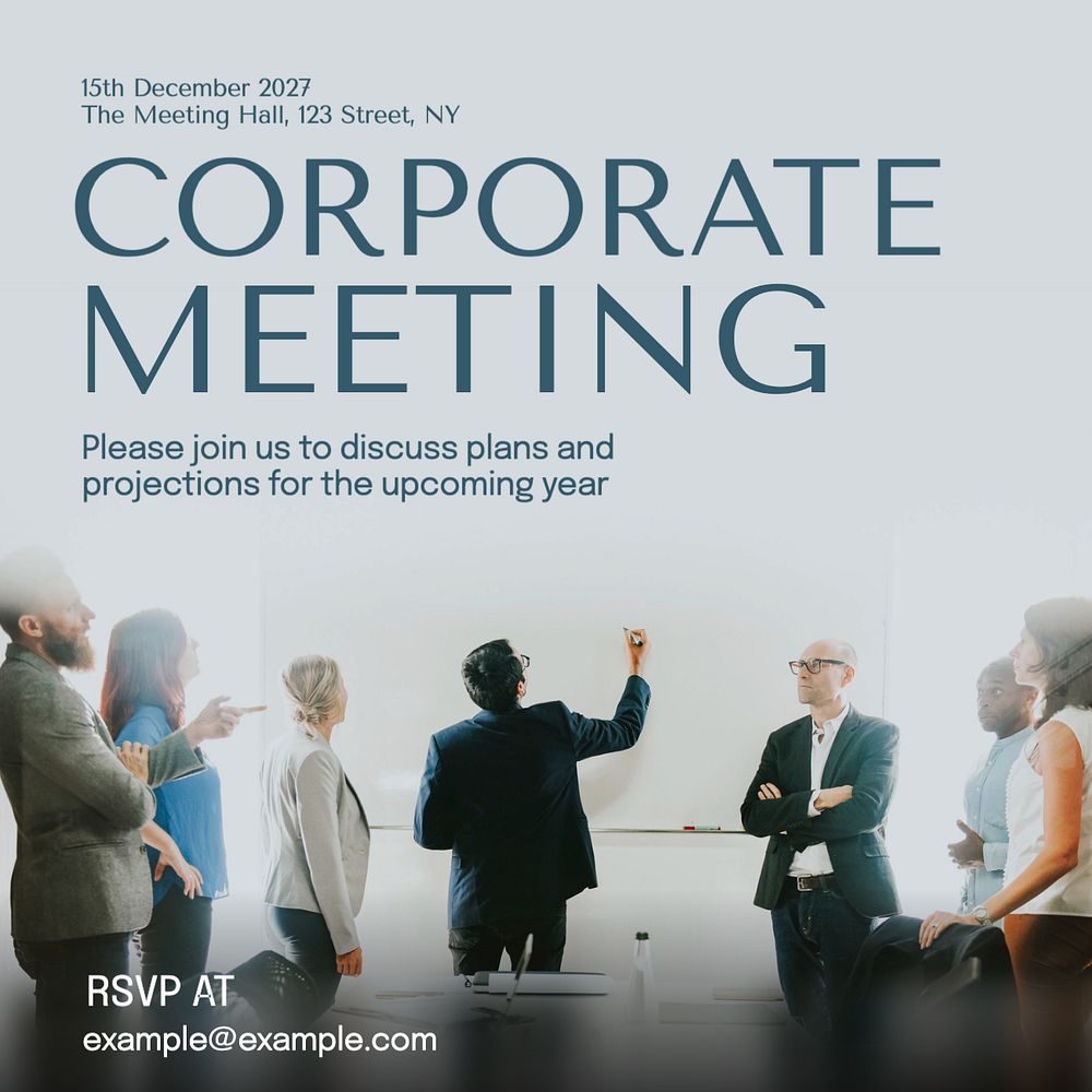 Corporate meeting Instagram post template, editable text