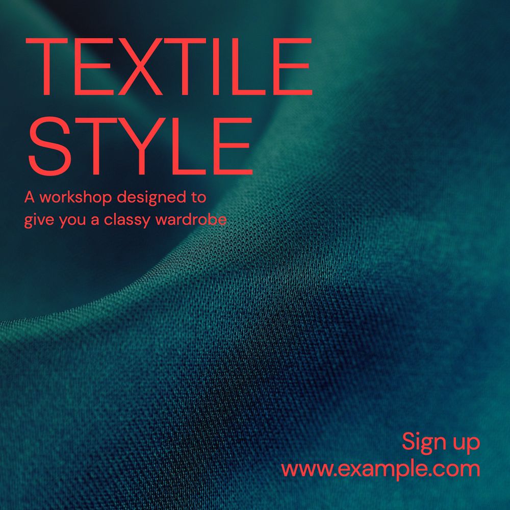 Textiles Instagram post template, editable text