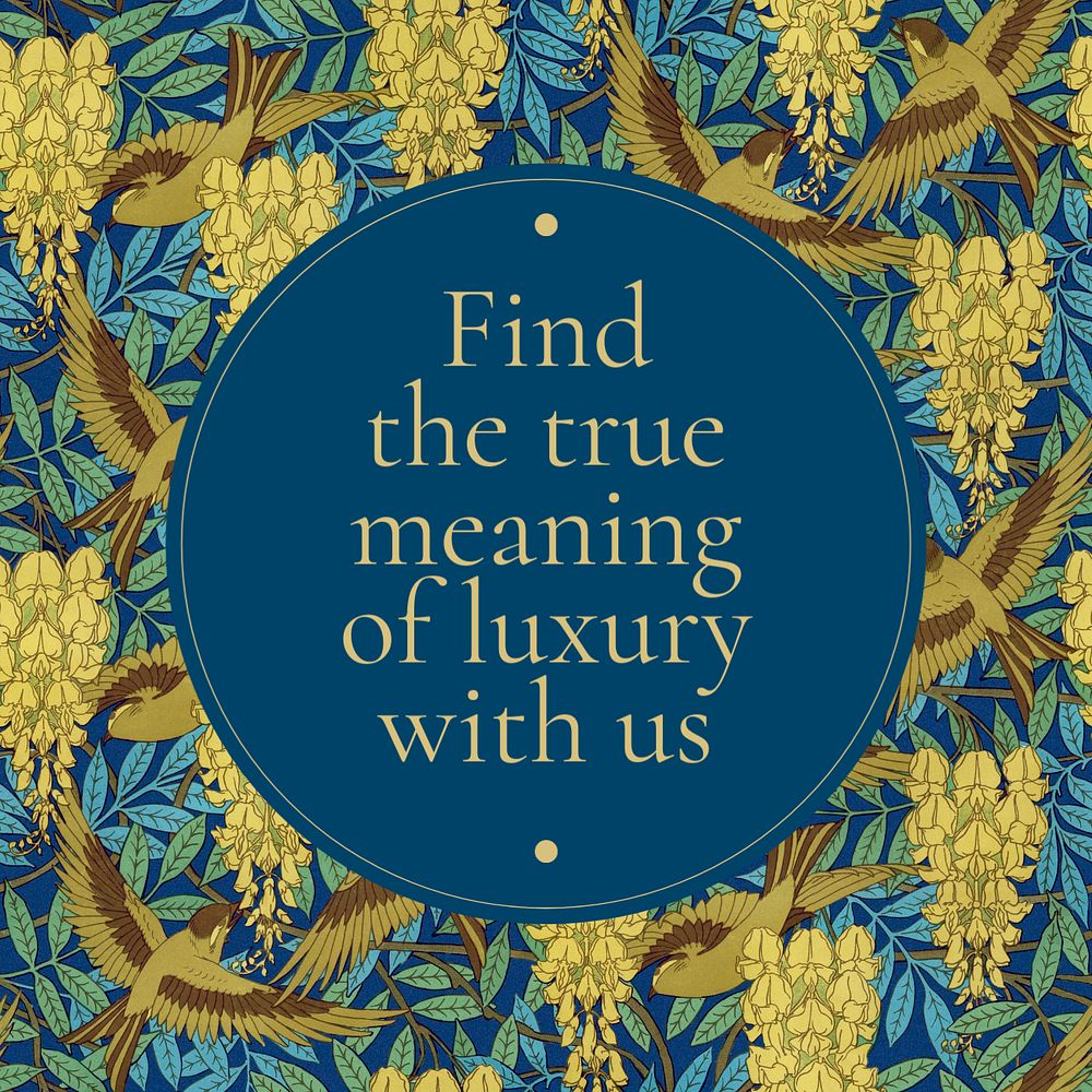 Bird pattern Instagram post template, editable text, famous Maurice Pillard Verneuil artwork remixed by rawpixel