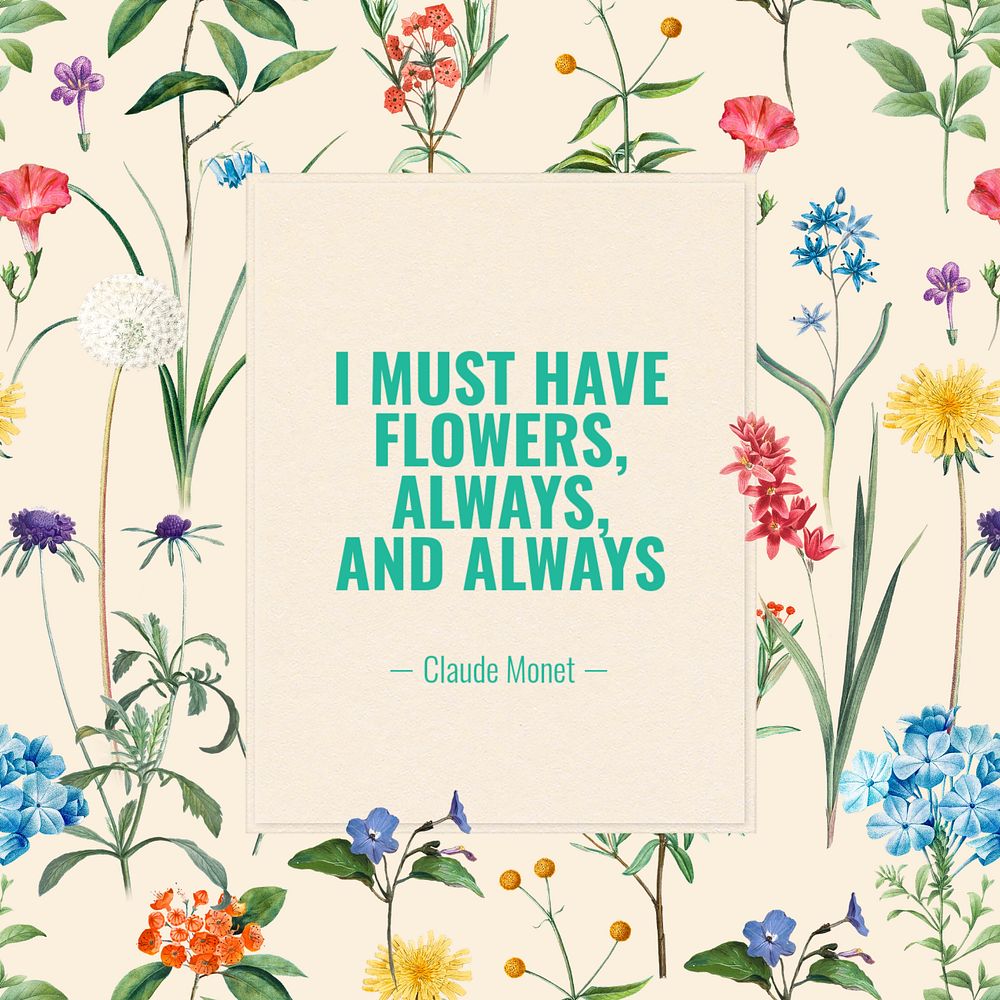Flower quote Facebook post template, editable design