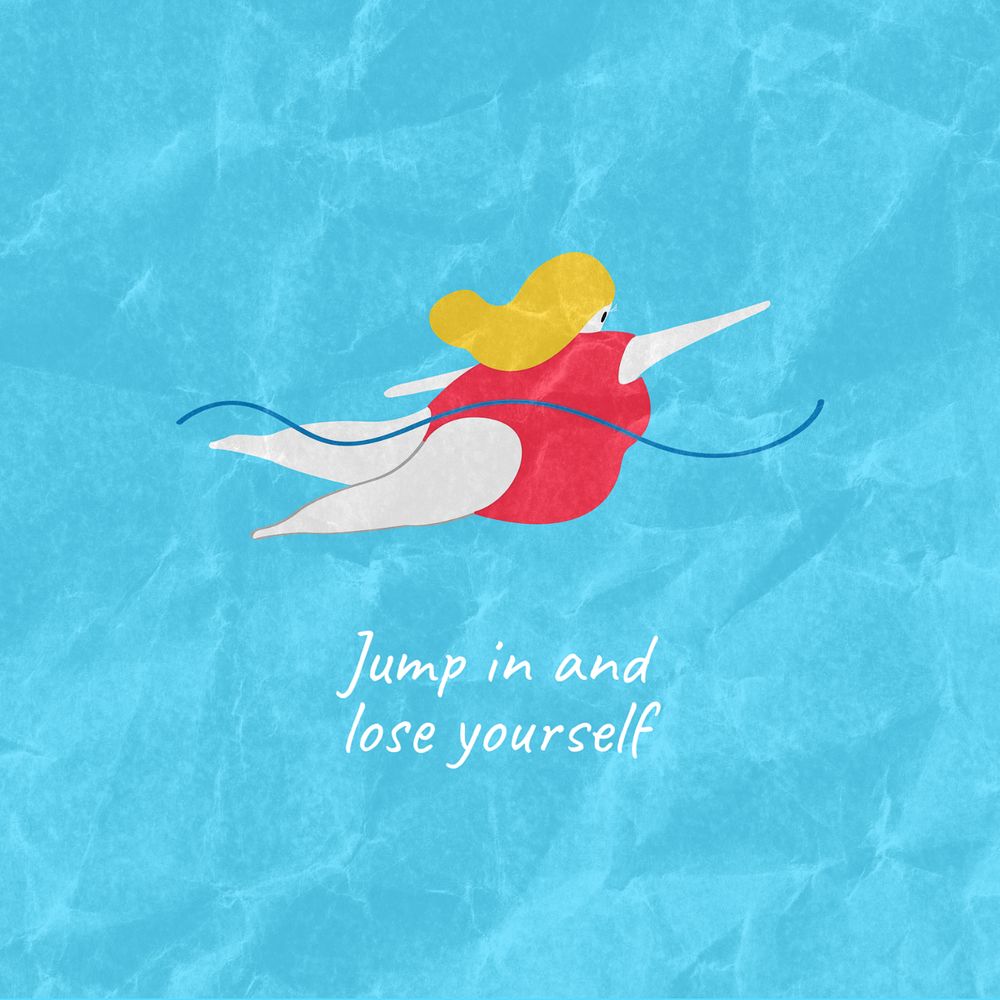 Swimming Instagram post template, inspirational quote design