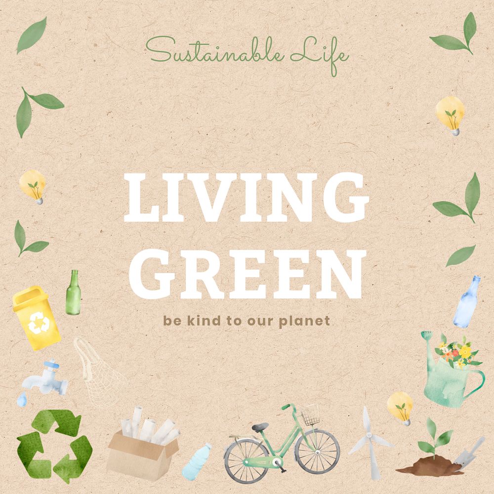 Living green social media post template