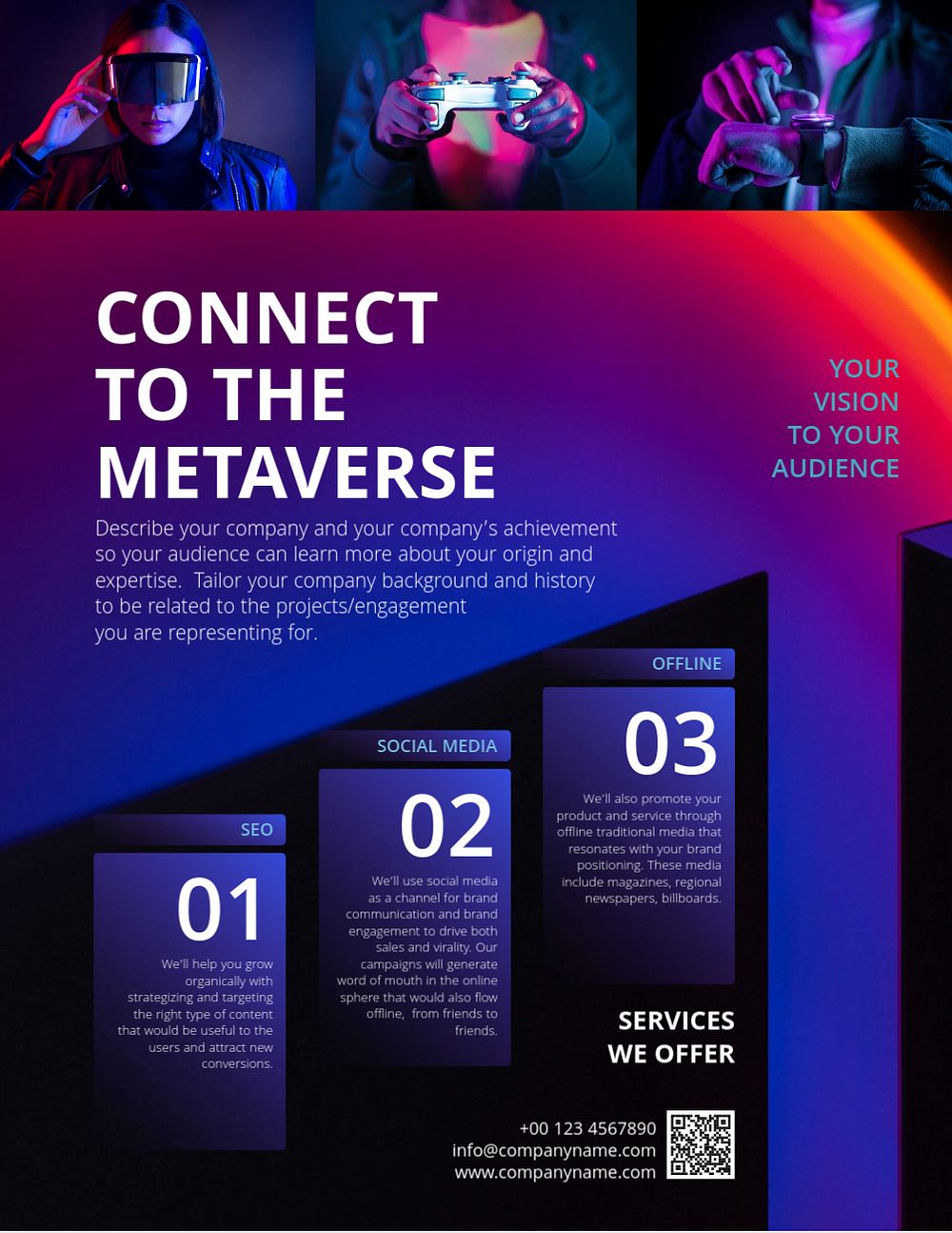 Metaverse technology flyer editable template