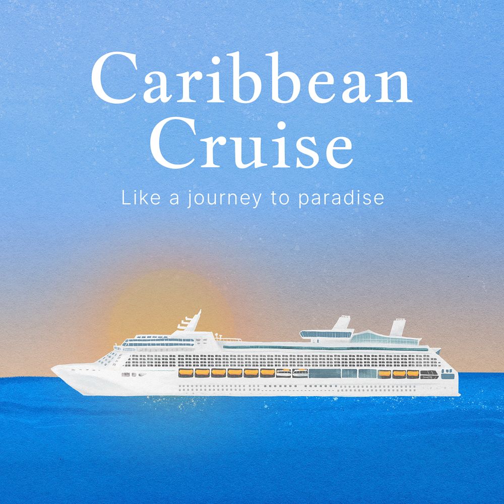 Caribbean cruise Instagram post template, tourism industry