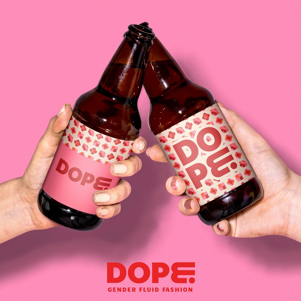 Alcohol branding Instagram post template, pink, colorful design