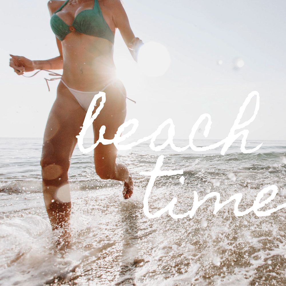 Beach time Facebook post template, editable text