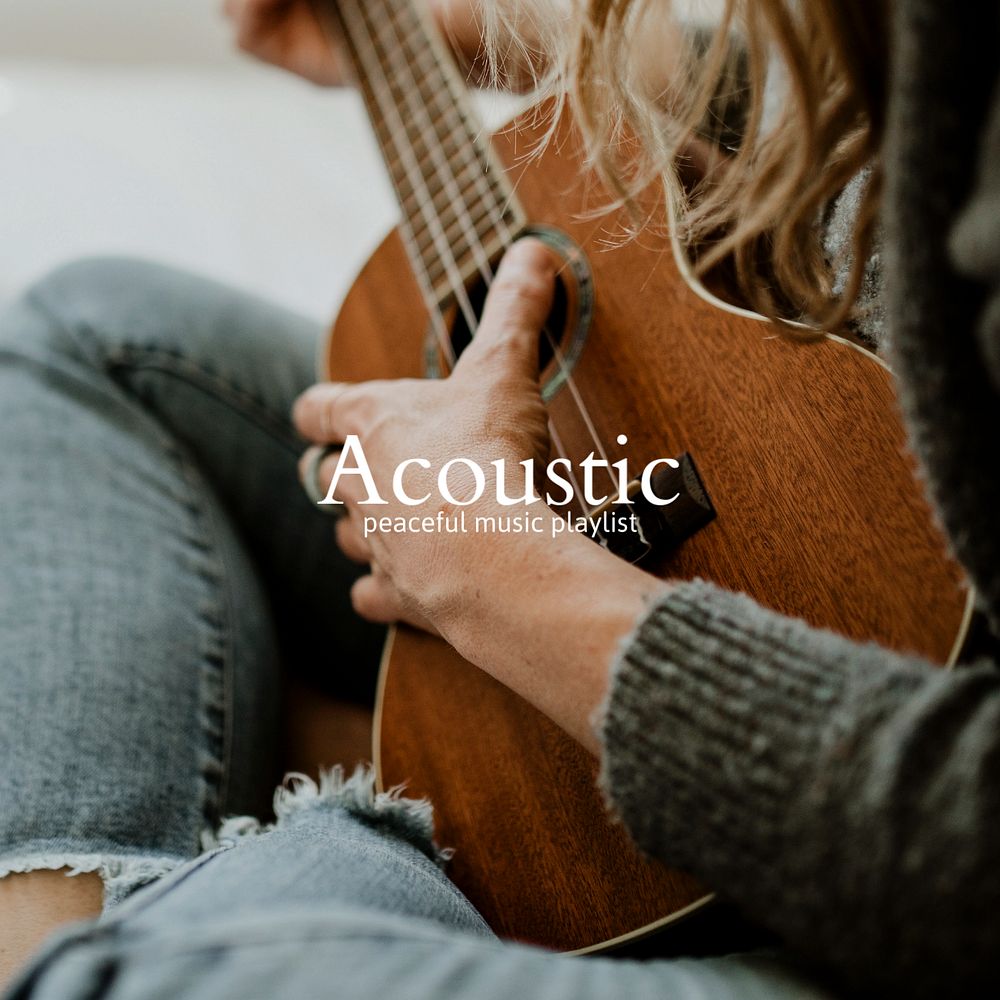 Acoustic music Facebook post template, editable text