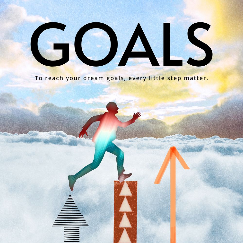 Business goals Instagram post template, aesthetic sky remix