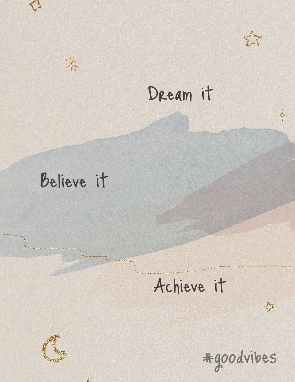 Motivational quote flyer template, watercolor, editable text