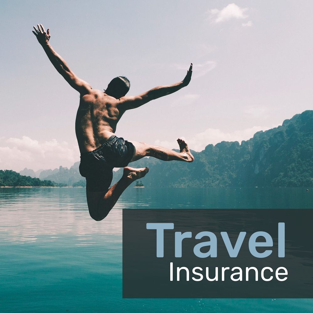 Travel insurance Instagram post template, vacation safety