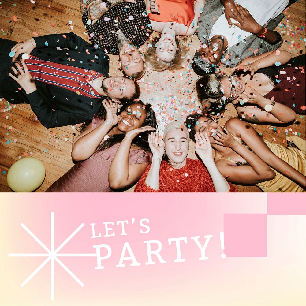 Birthday party Instagram post template, colorful design