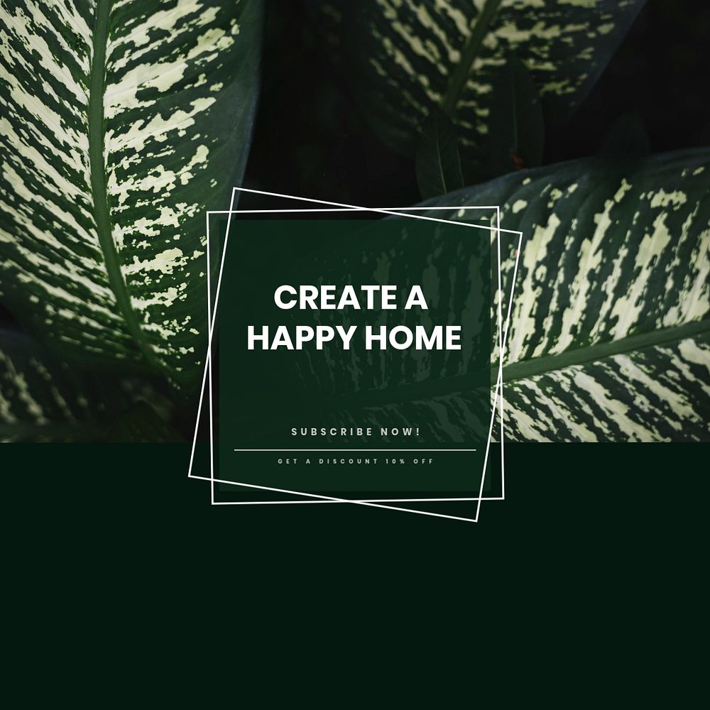 Green plant Facebook post template, editable text