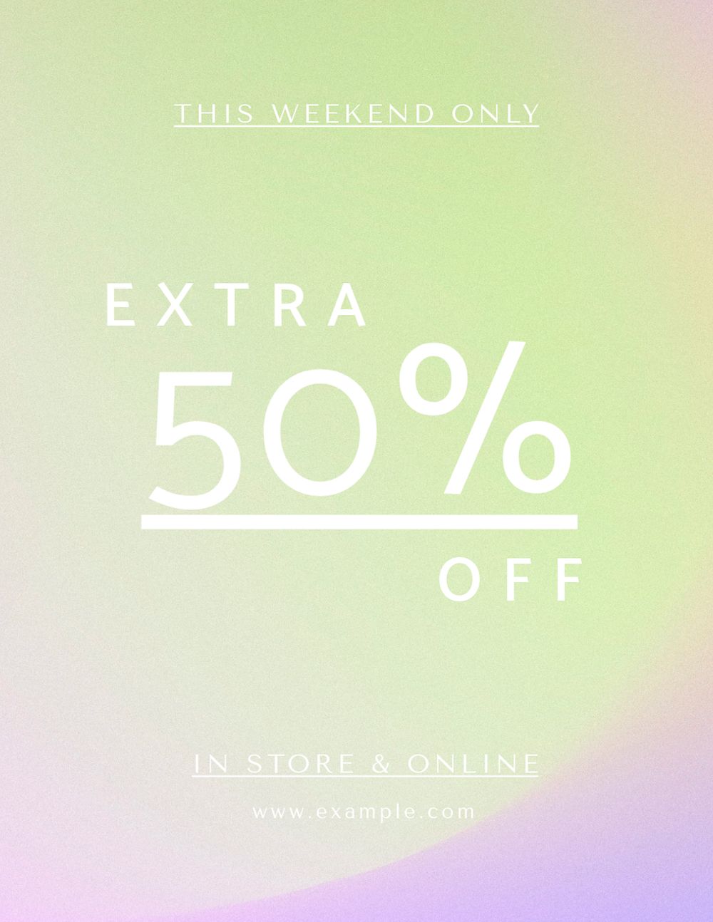 Weekend sale editable flyer template, gradient design
