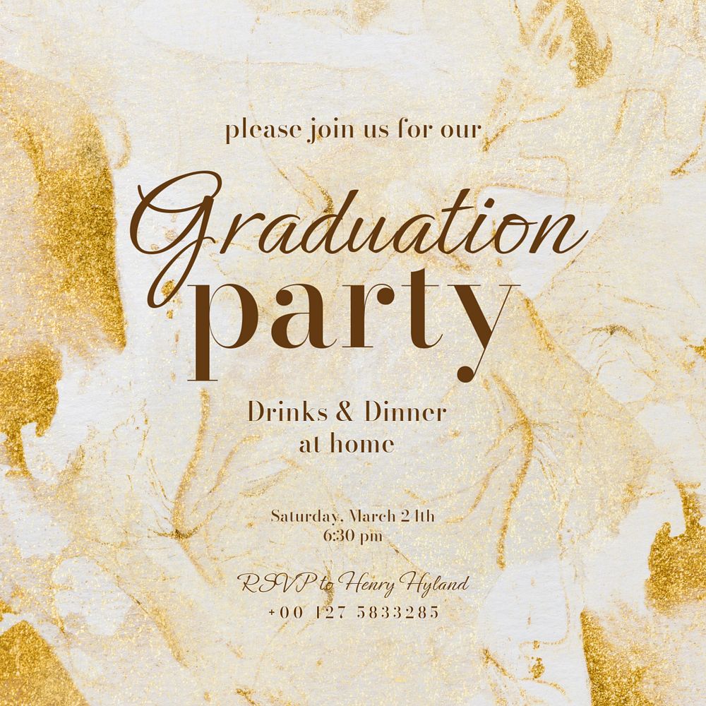 Graduation party Instagram post template, editable text 