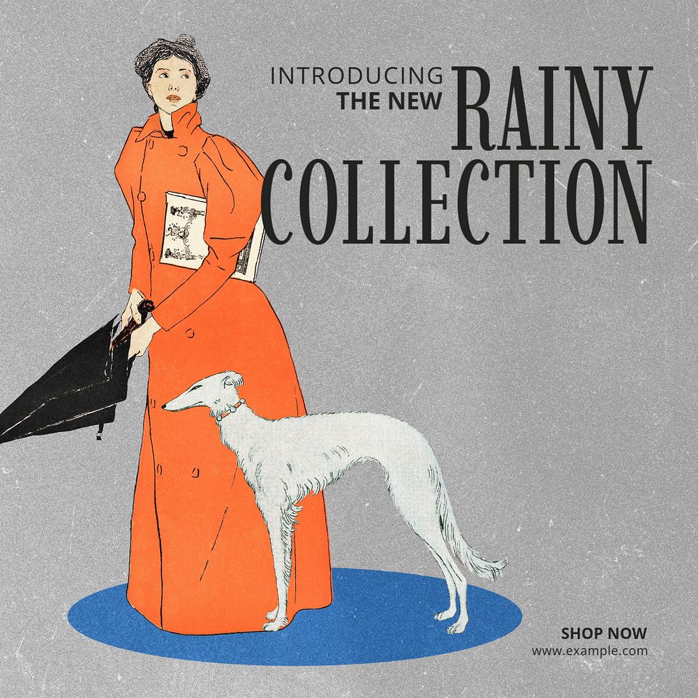 Vintage fashion Instagram post template, Edward Penfield’s famous artwork, remixed by rawpixel.