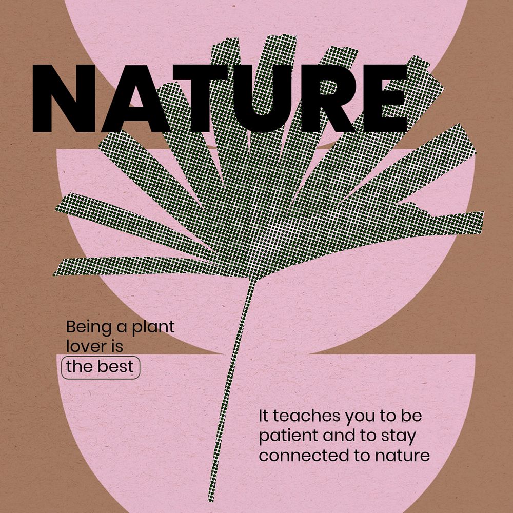 Nature message instagram post template, retro botanical, editable design