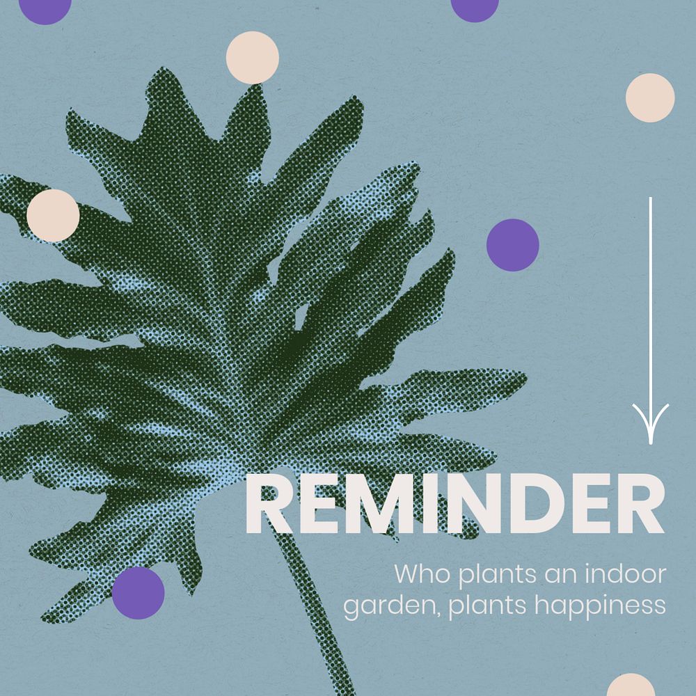 Reminder instagram post template, retro botanical, editable design