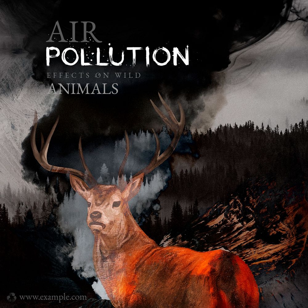 Air pollution Instagram post template, wildlife, editable campaign