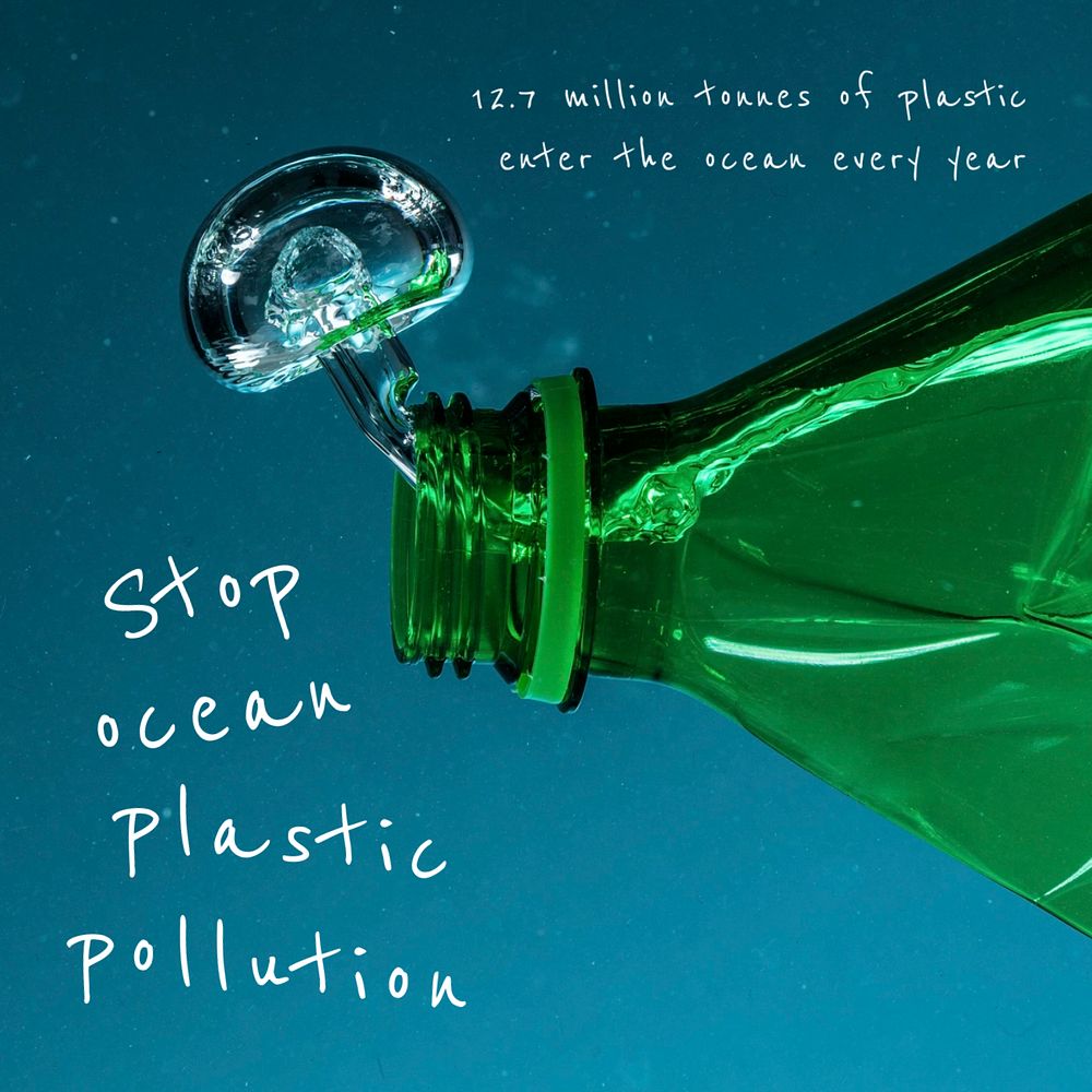 Plastic pollution Facebook post template, editable design