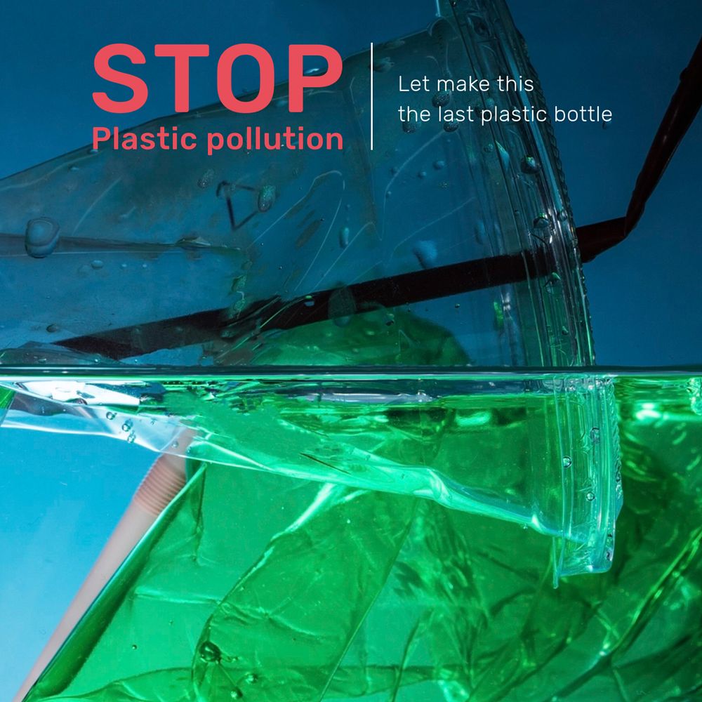 Plastic pollution Instagram post template, editable design