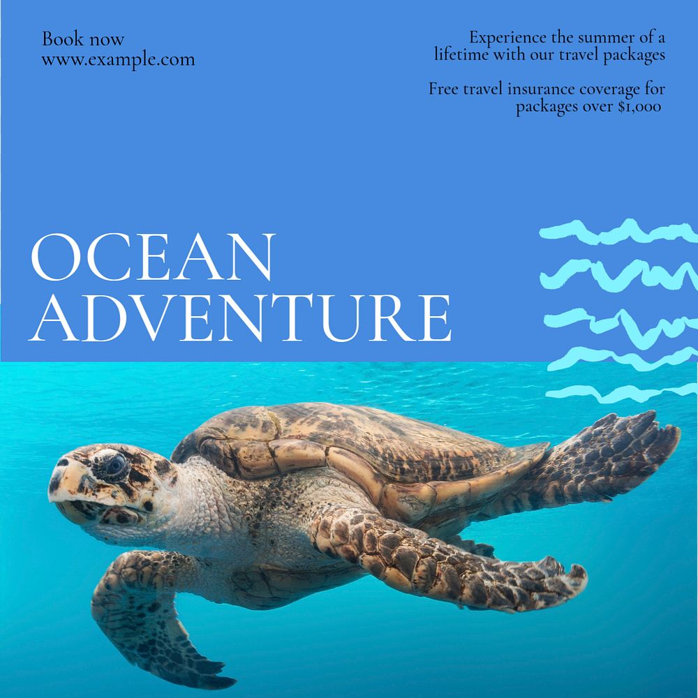 Ocean adventure Instagram post template, editable design