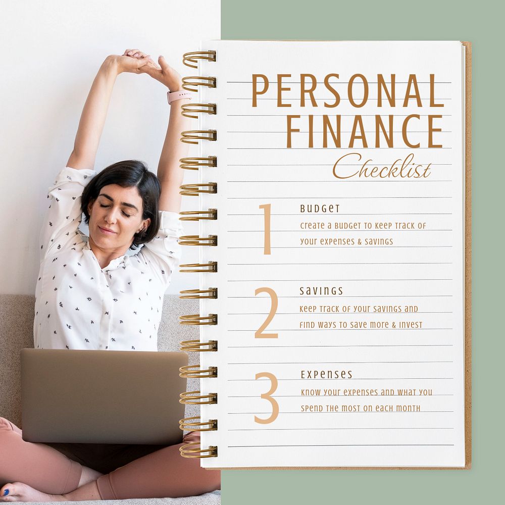 Personal finance checklist Instagram post template, editable design