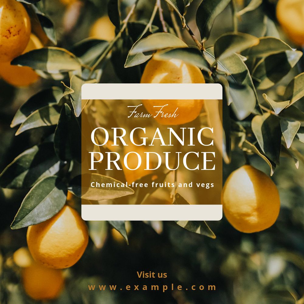 Organic produce post template, editable text for social media