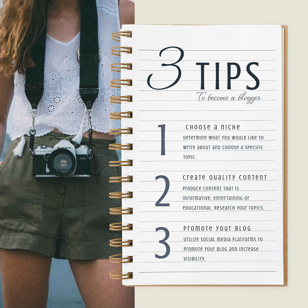 Blogging tips Instagram post template, editable design