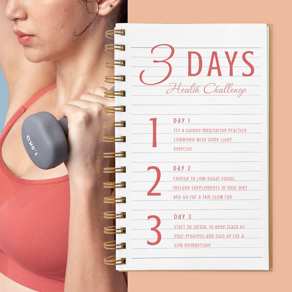 Health challenge Instagram post template, editable text