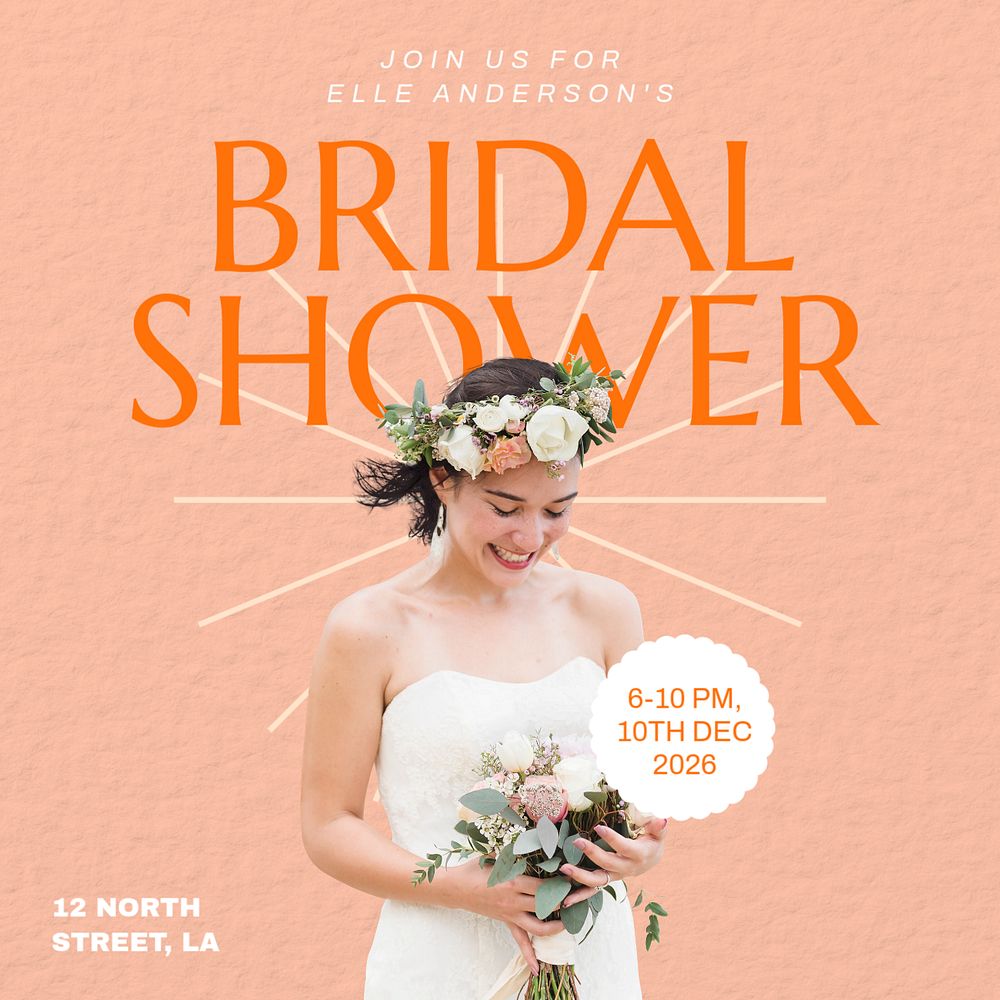 Bridal shower Facebook post template, editable design