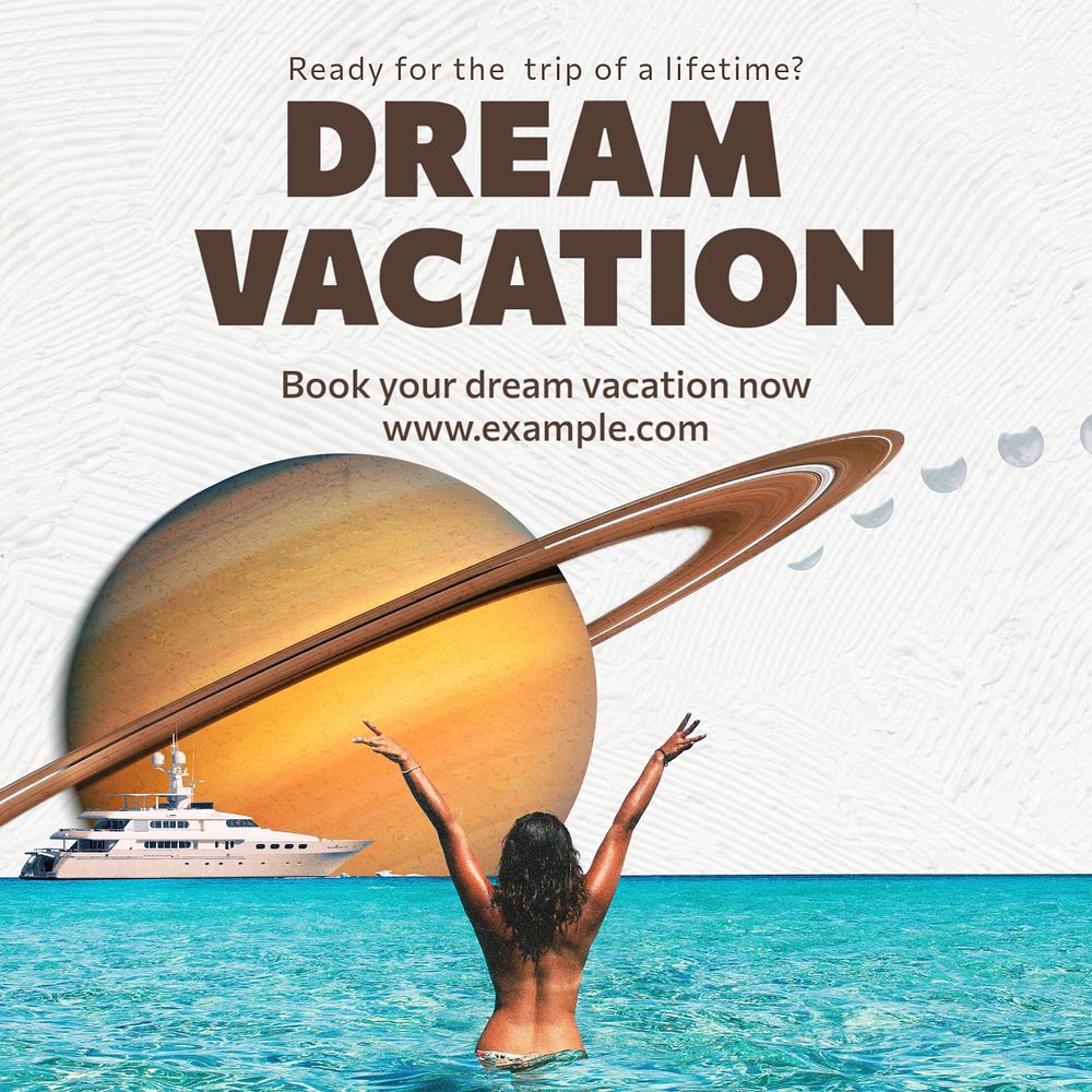 Dream vacation Facebook post template, editable design