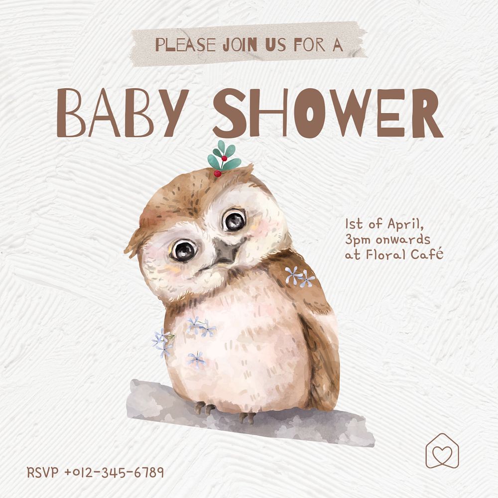 Baby shower social post template, editable design for Instagram