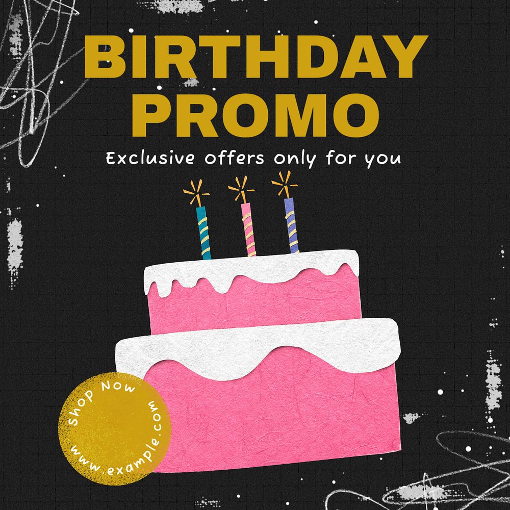 Birthday promo Instagram post template, editable text