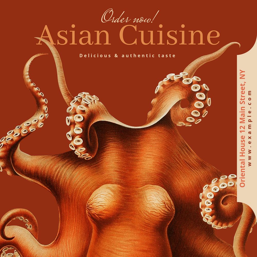 Asian cuisine Instagram post template, editable text