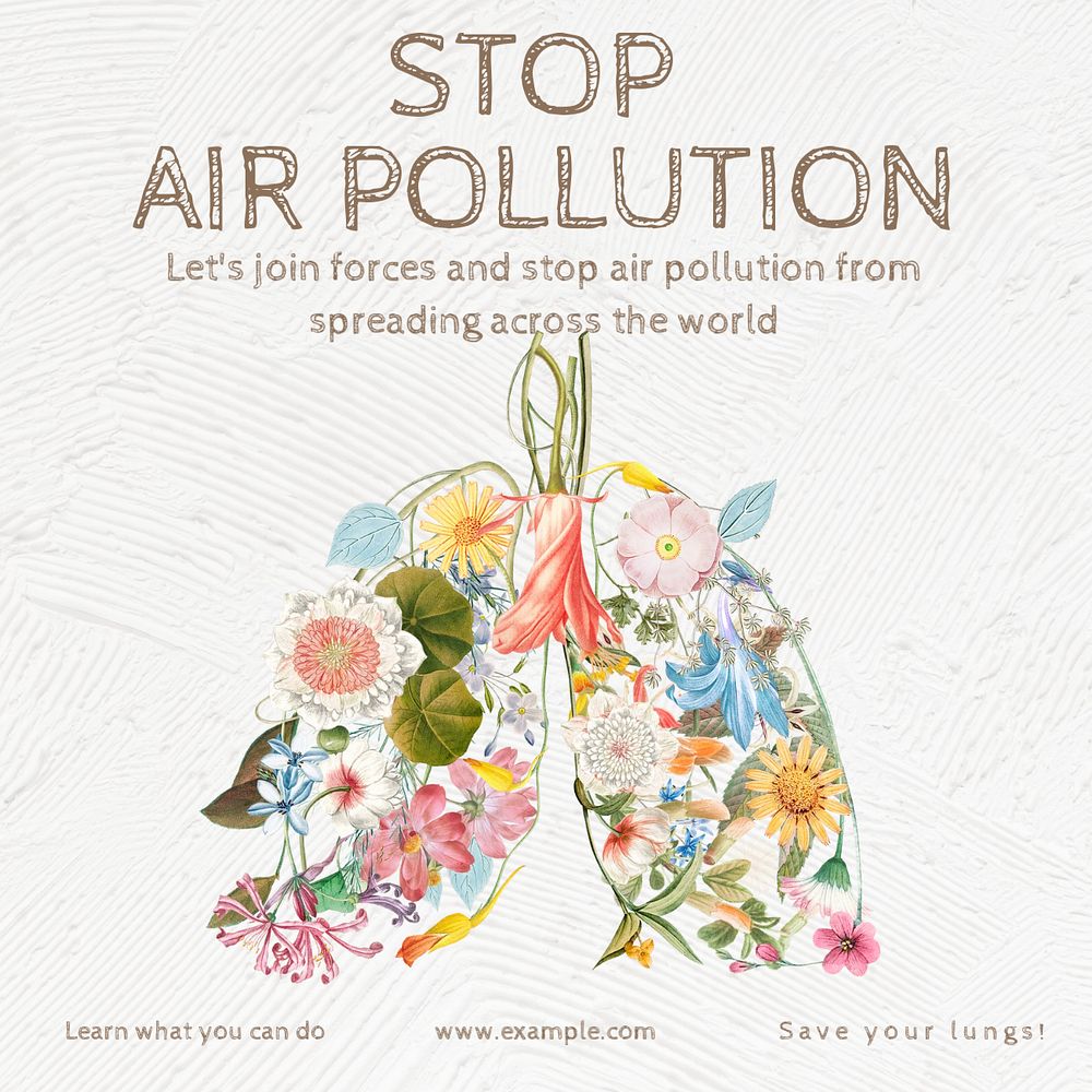 Stop air pollution post template, editable social media design