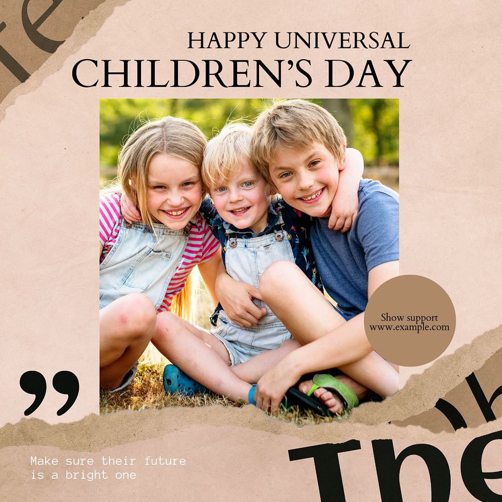 Children's day Instagram post template, editable social media design